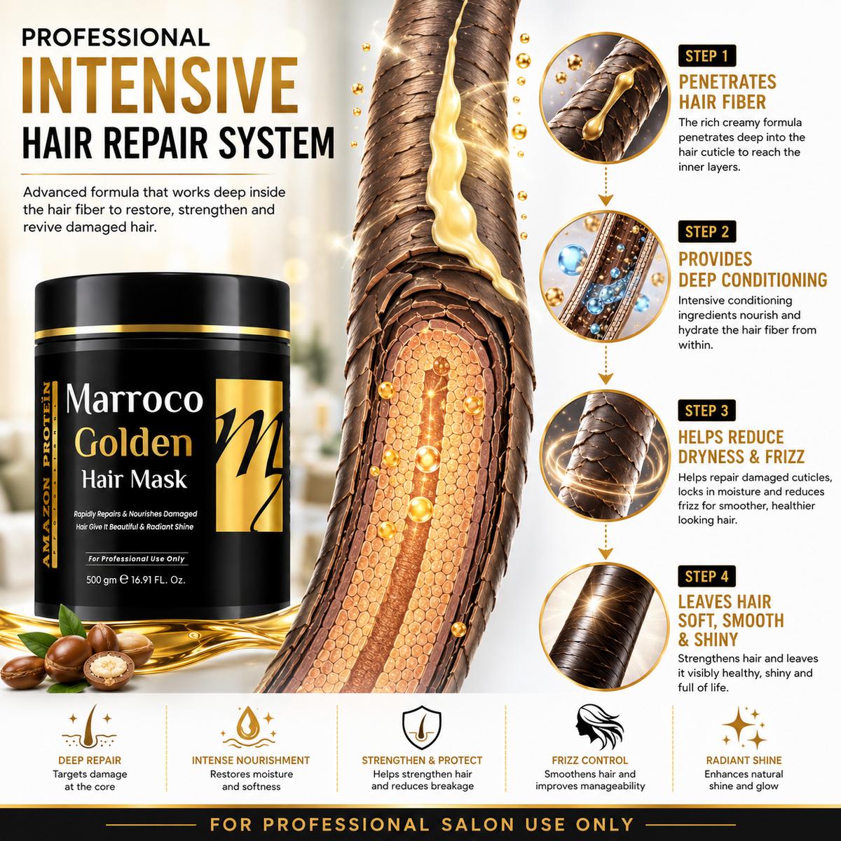 Modish7 Moroccan Argan Oil Hair Mask, how to use instructions