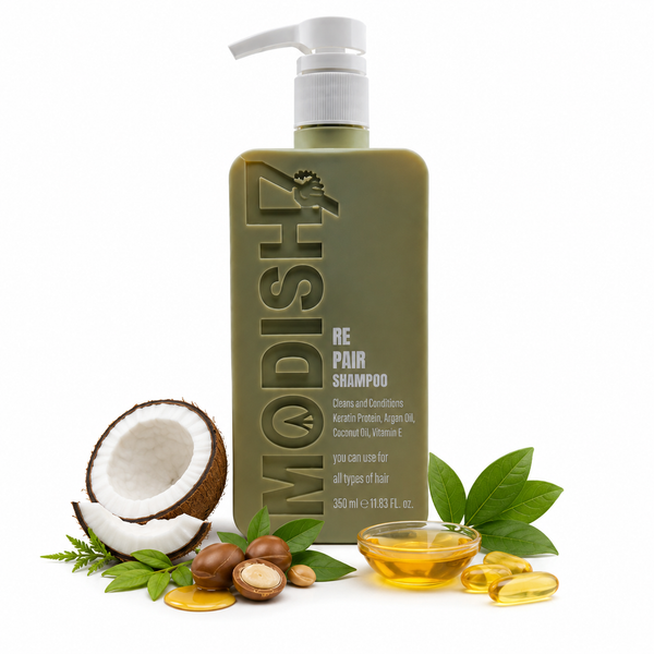 Repair Shampoo with Keratin Protein, Argan Oil & Coconut Oil | Deep Damage Repair, Smooth & Frizz Control Shampoo for Dry, Damaged Hair | Gentle Daily Use | 350 ml