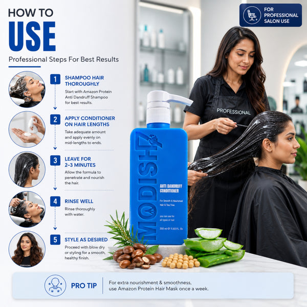 Amazon Protein Anti Dandruff Hair Conditioner 350 ml | Smooth & Nourished Hair | Reduces Flakes & Dryness | With Protein & Moisturizing Actives | For Men & Women