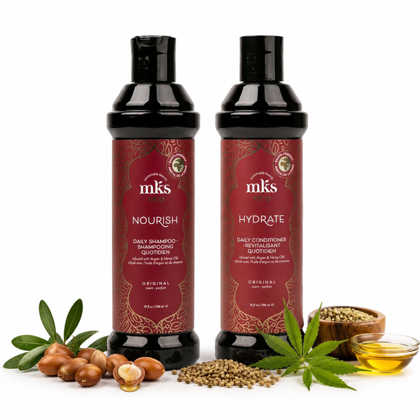 MKS eco Nourish Shampoo & Hydrate Conditioner Combo, Original Scent (10 fl oz / 296 ml Each) | Moroccan Argan Oil & Hemp Seed Oil | Vegan, Cruelty-Free Hair Care