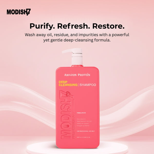 Amazon Protein Deep Cleansing Shampoo, Professional pH Balancer, 33.81 fl oz, Pink 1000 ml For Pofessional Use Only