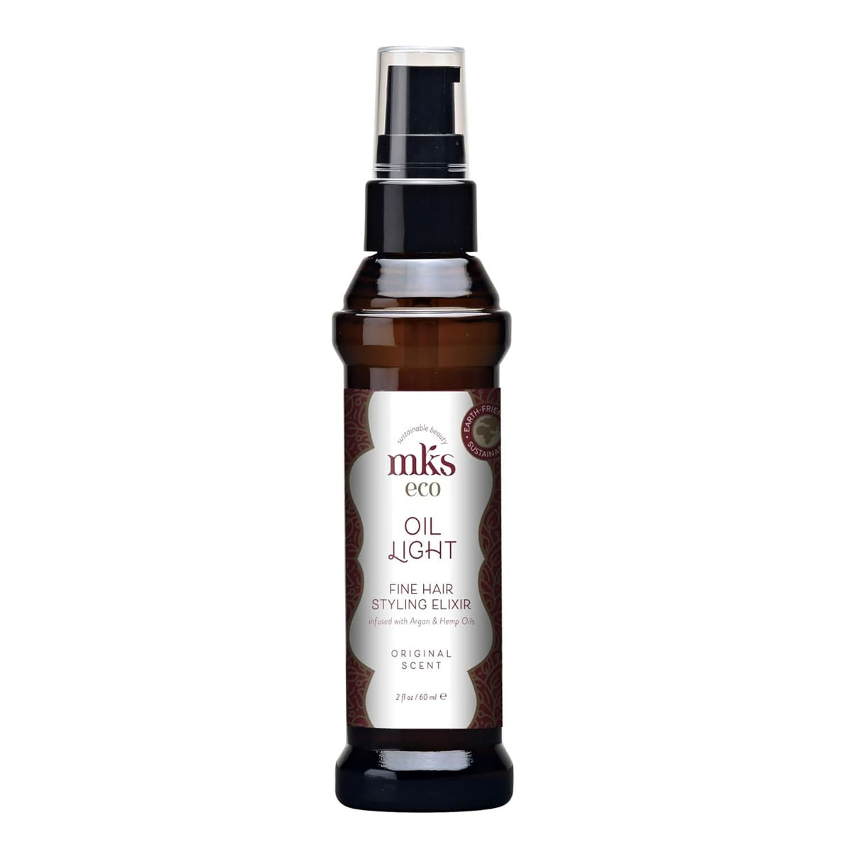 MKS eco Oil Light - Hair Styling Elixir - Moroccan Argan Oil, Hemp Seed Oil - Ideal for Fine Hair - Moisturize, Nourish Hair & Control Frizz - Vegan & Cruelty Free (2 fl oz 60 ml)