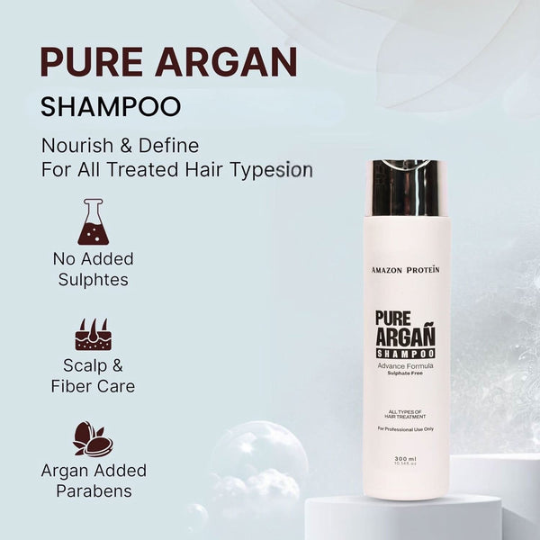 Protein Pure Argan Shampoo, Sulphate Free Advanced Nourishing Formula, Deep Cleansing & Hydration for Dry, Damaged & Frizzy Hair, Professional Hair Care for All Hair Types, 300ml