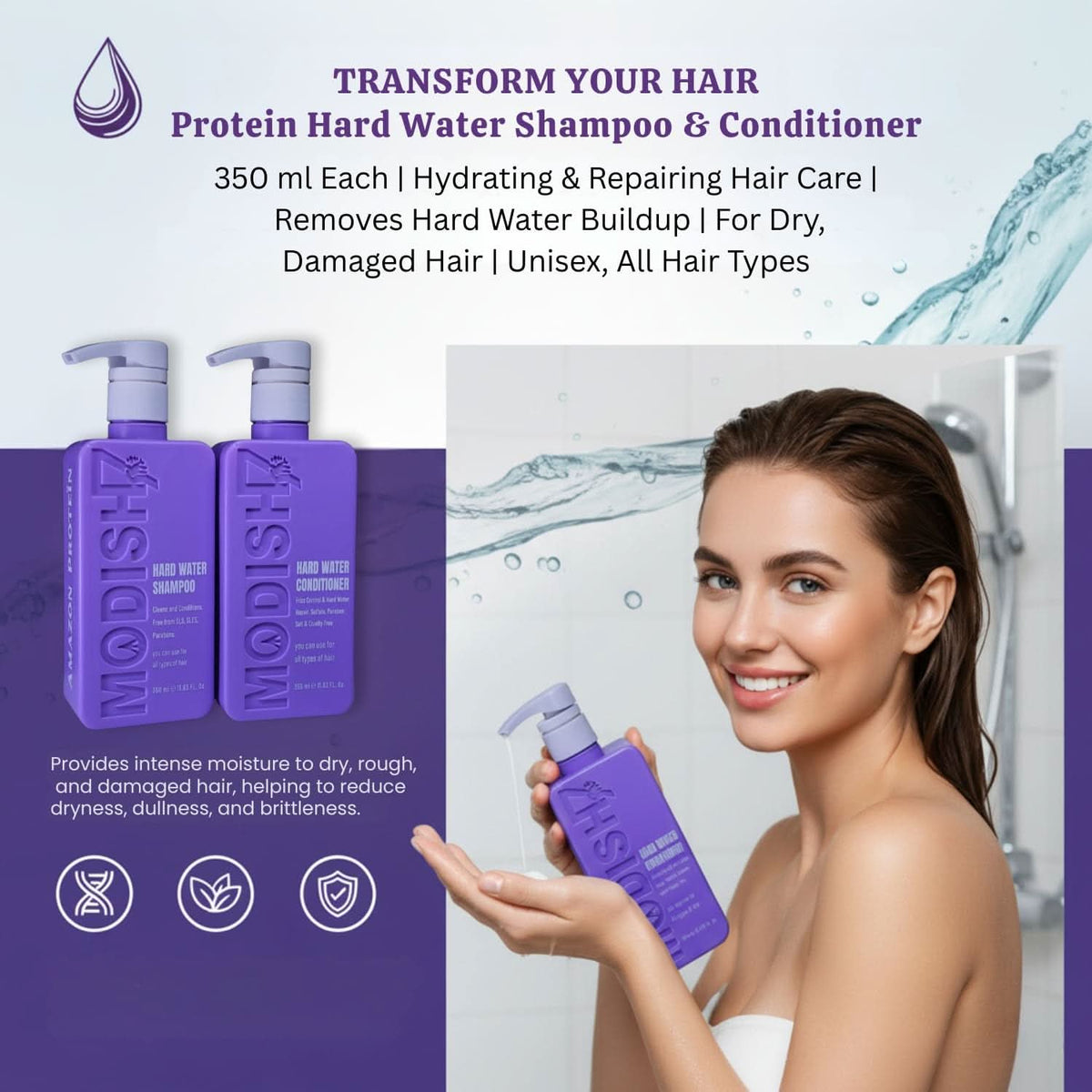Modish7 Hard Water Shampoo & Conditioner Combo 350ml, product angle 6