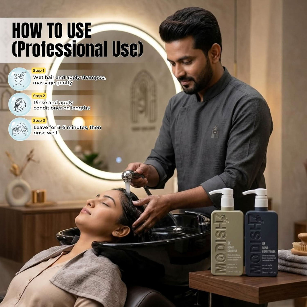 Modish7 Repair Shampoo & Conditioner Combo with Argan Oil, Keratin & Biotin, product angle 6