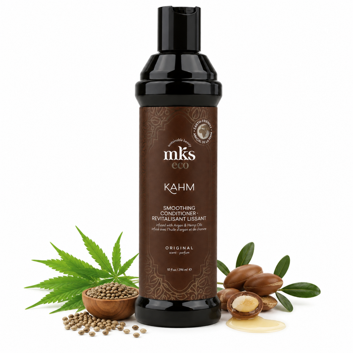 MKS eco KAHM Smoothing Conditioner – Detangling & Moisturizing Hair Conditioner with Moroccan Argan Oil, Hemp Seed Oil & Vegetable Keratin – Repairs, Softens & Smooths Hair – Vegan & Cruelty-Free, 10 fl oz (296 ml)