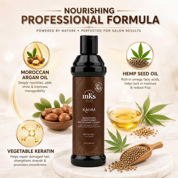 MKS eco KAHM Smoothing Conditioner – Detangling & Moisturizing Hair Conditioner with Moroccan Argan Oil, Hemp Seed Oil & Vegetable Keratin – Repairs, Softens & Smooths Hair – Vegan & Cruelty-Free, 10 fl oz (296 ml)