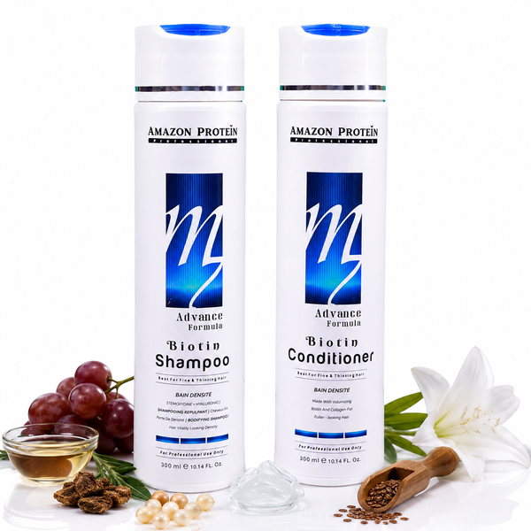 Amazon Protein Biotin Shampoo & Conditioner Combo 300ml | Professional Hair Care with Biotin | Smooth, Strong & Healthy Looking Hair | For Men & Women