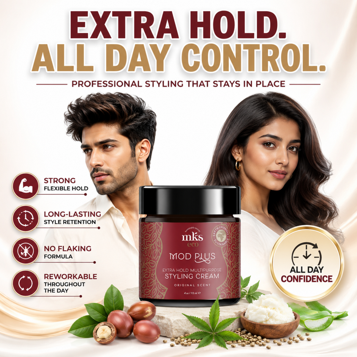 MKS eco Mod Plus Styling Cream, product angle 2