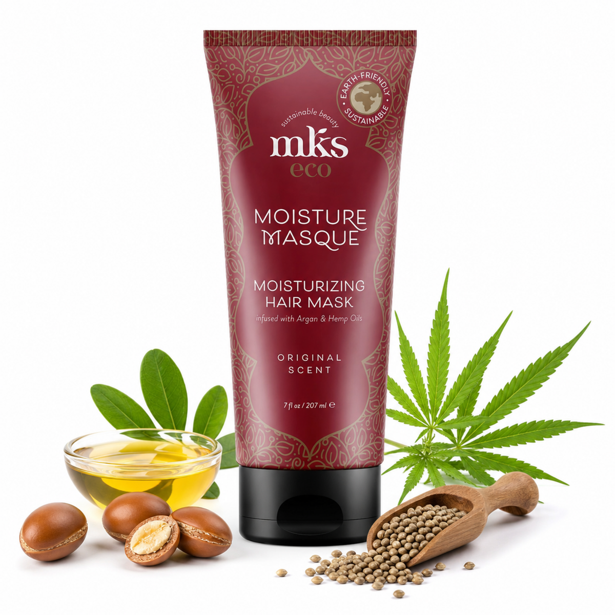 Earthly Body MKS Eco Moisture Masque 7 fl oz / 207 ml | Deep Moisturizing Hair Mask | Dry & Frizzy Hair Treatment | Nourishing Hair Repair | Original Scent