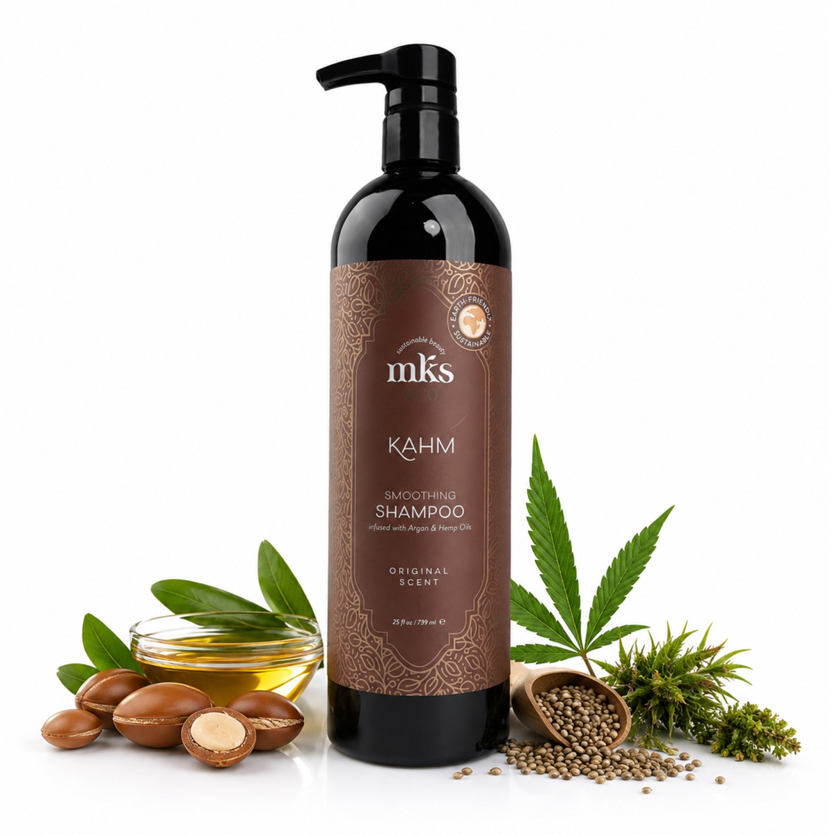 MKS eco Kahm Smoothing Shampoo 739ml Original Scent – Cleanse Moisturize Repair Hair with Moroccan Argan Oil Hemp Seed Oil Vegetable Keratin – Vegan Sulfate Free Cruelty Free
