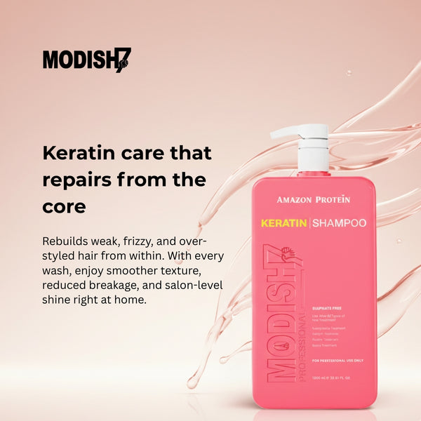 Amazon Protein Keratin Shampoo, Professional Sulphate Free, 33.81 FL OZ, Pink 1000 ml, For Professional Use