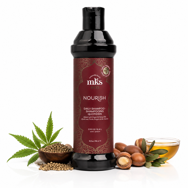 Earthly Body MKS Eco Nourish Daily Shampoo 10 fl oz / 296 ml | Sulphate Free Moroccan Nourishing Cleanser | Vegetable Keratin & Protein | Original Scent