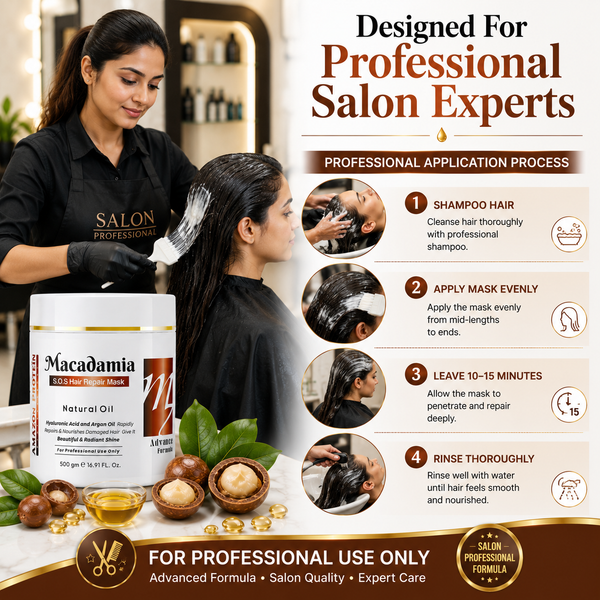 Amazon Protein Macadamia S.O.S Hair Repair Mask, Natural Oil with Hyaluronic Acid and Argan Oil, Professional Formula, 500g/16.91 FL. Oz.