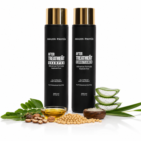 Amazon Protein After Treatment Shampoo & Conditioner Combo (300ml Each) | Sulphate-Free Advanced Repair Formula | Post-Treatment Hair Care for Smooth, Strong & Hydrated Hair | Suitable for All Hair Types | Professional Salon Use