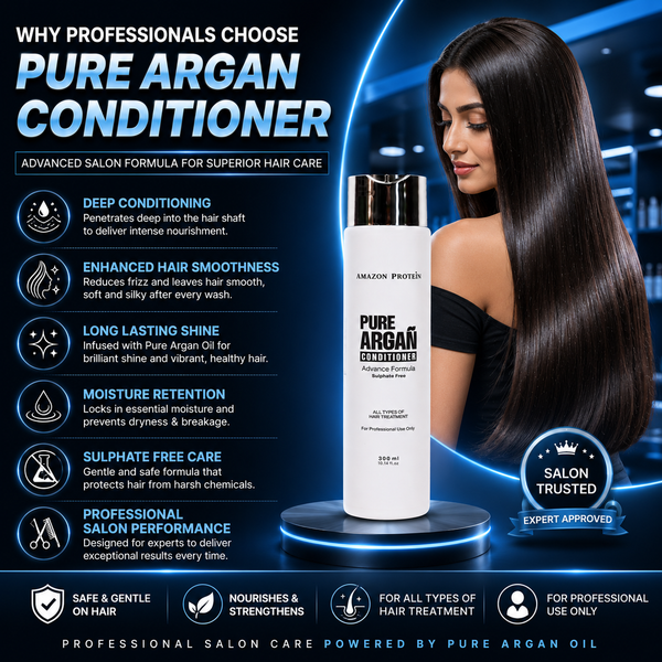 Amazon Protein Pure Argan Conditioner, Sulphate Free Advanced Nourishing Formula, Deep Hydration & Frizz Control for Dry, Damaged & Treated Hair, Professional Hair Care for All Hair Types, 300ml