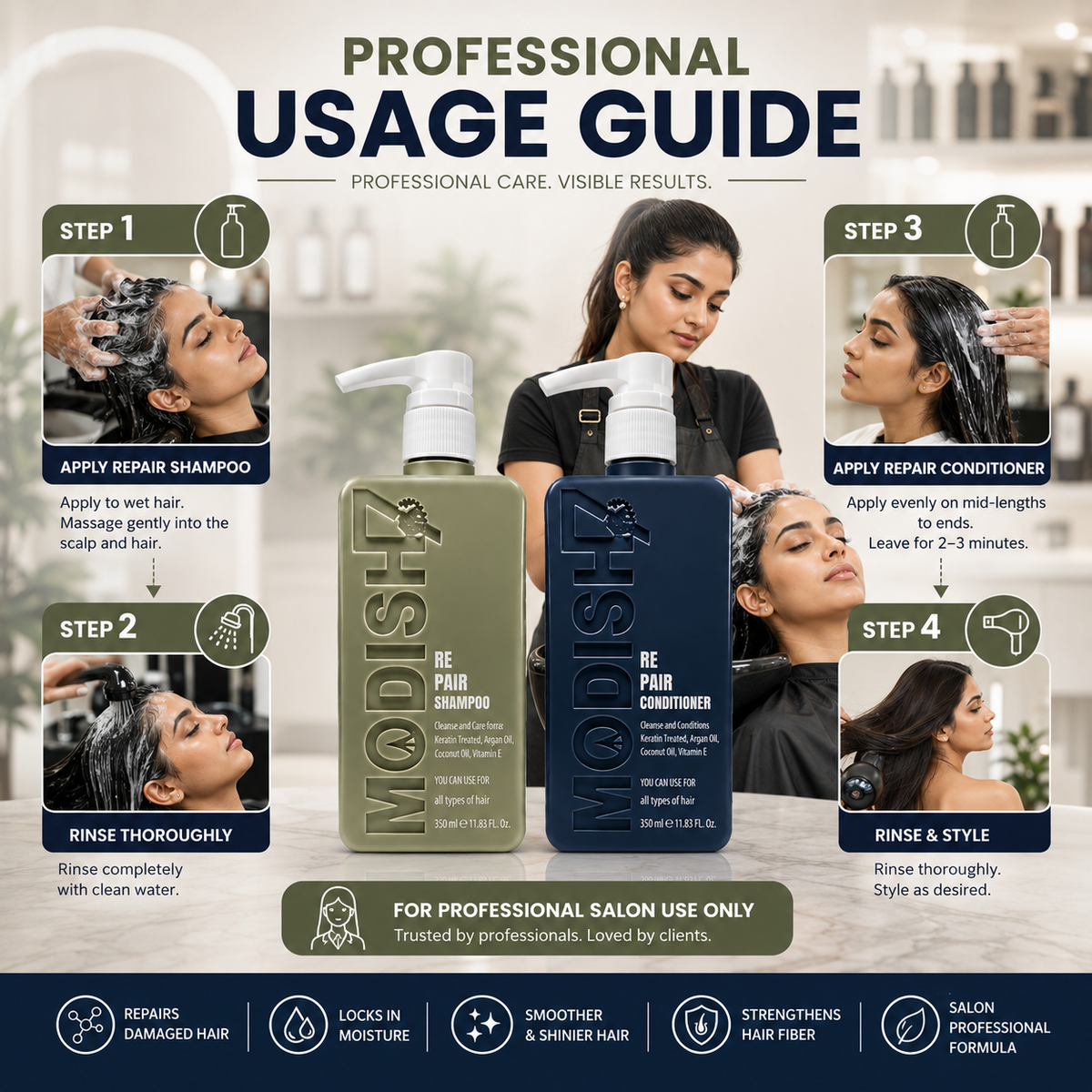 Modish7 Repair Shampoo & Conditioner Combo, product angle 2