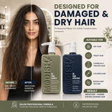 Repair Shampoo & Conditioner Combo with Argan Oil, Keratin & Biotin | Deep Damage Repair, Smooth & Frizz Control | For Dry, Damaged & Chemically Treated Hair | Sulfate Free | 350ml Each