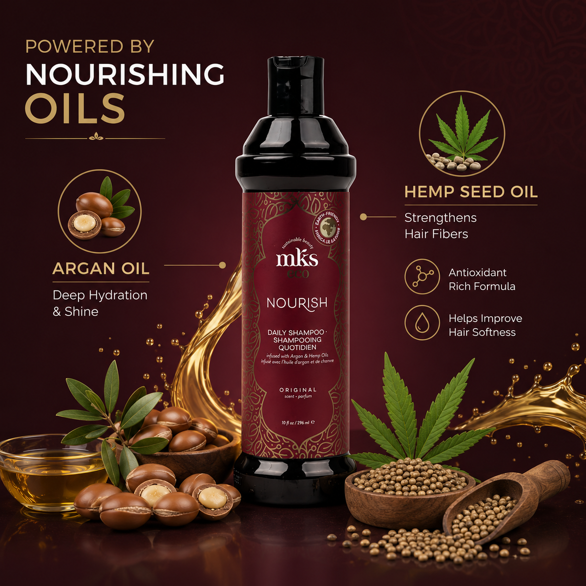 MKS eco Nourish Daily Shampoo, sulphate-free moroccan nourishing formula