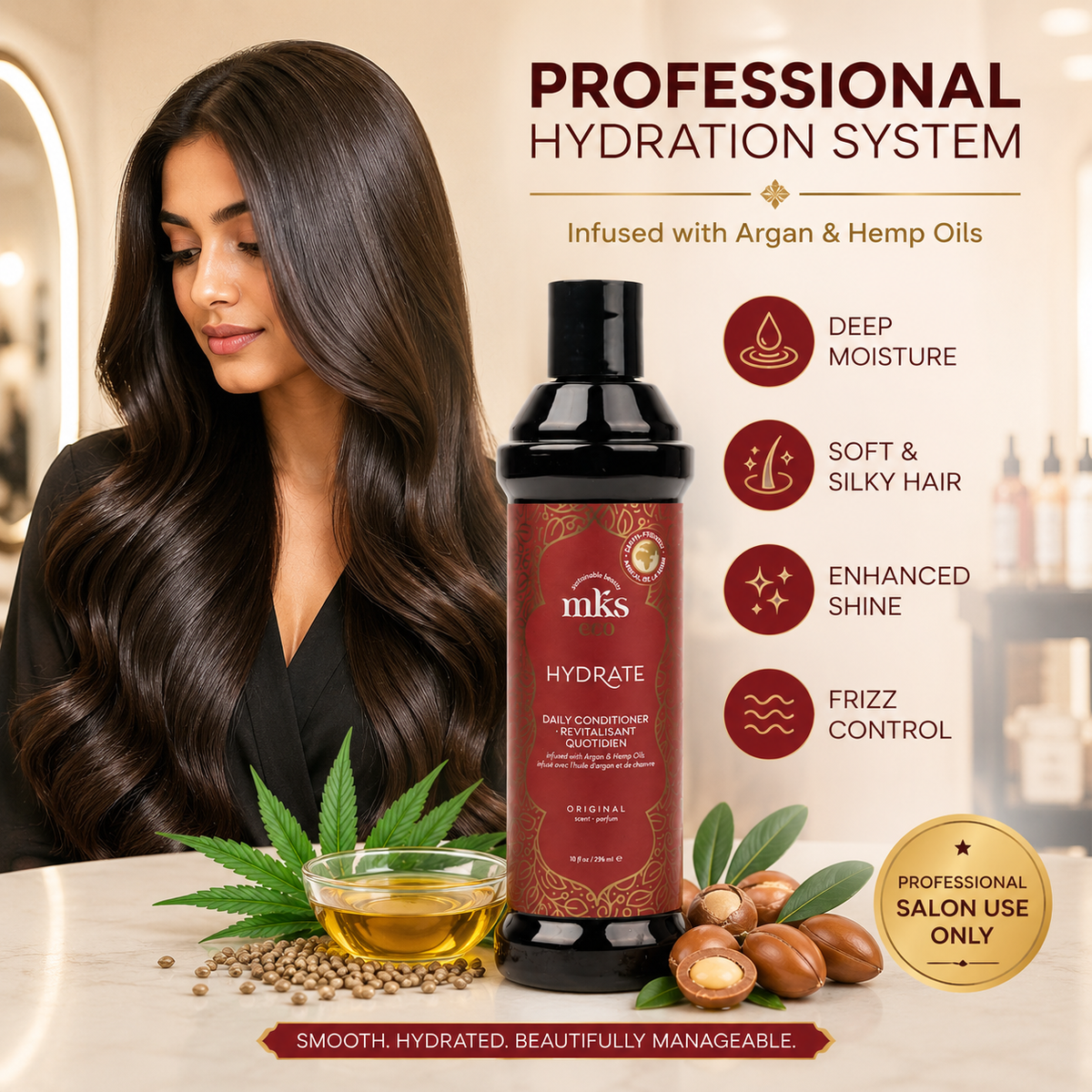 MKS eco Hydrate Daily Conditioner 296ml, product angle 4
