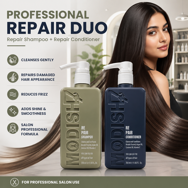 Repair Shampoo & Conditioner Combo with Argan Oil, Keratin & Biotin | Deep Damage Repair, Smooth & Frizz Control | For Dry, Damaged & Chemically Treated Hair | Sulfate Free | 350ml Each