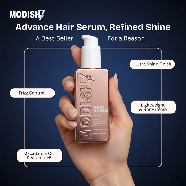 Advance Hair Serum with Macadamia Oil & Vitamin E, Ultra Shine Anti-Frizz Formula, Smooth & Silky Finish for Dry, Damaged & Frizzy Hair, Lightweight Professional Hair Care, 100ml
