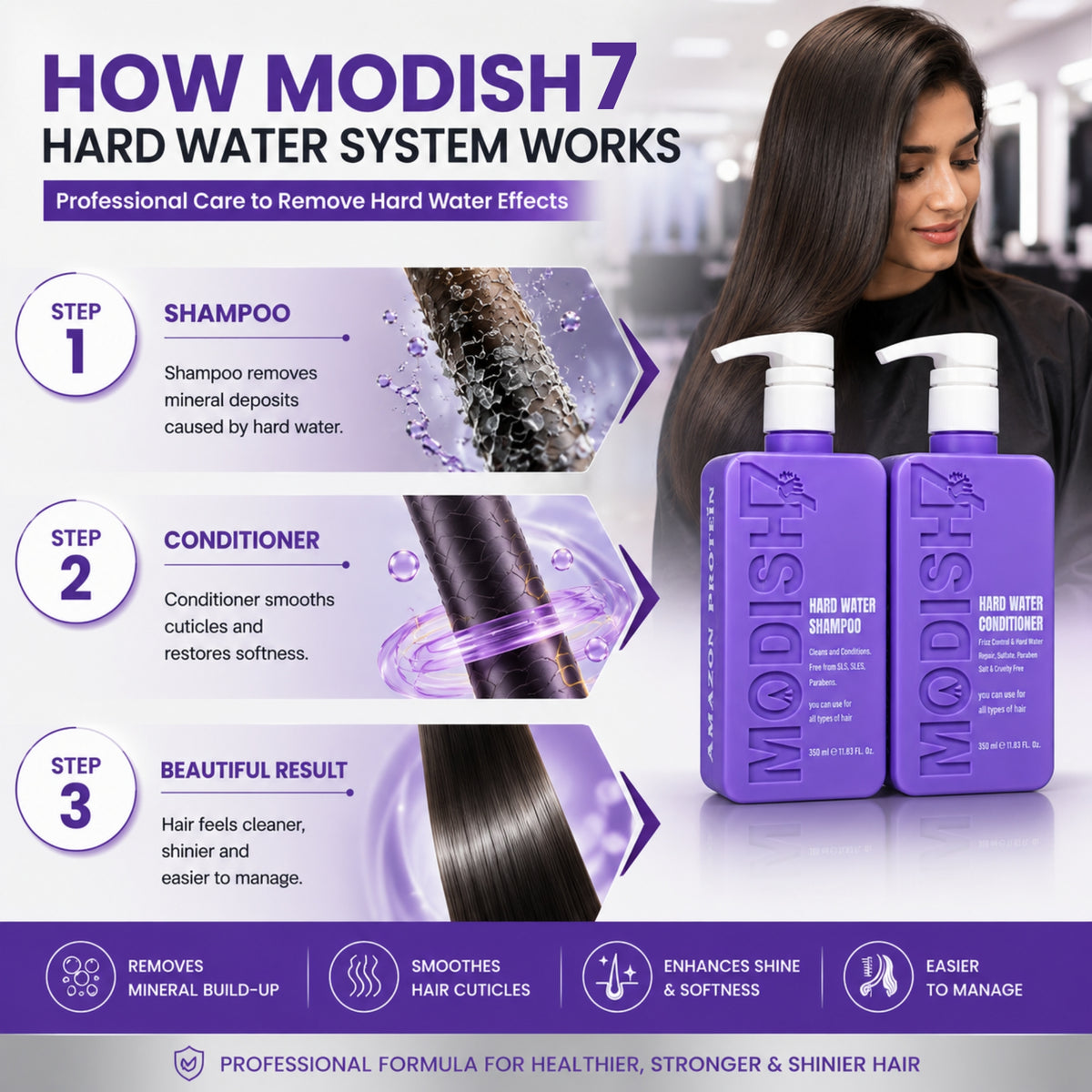 Modish7 Hard Water Shampoo & Conditioner Combo, product angle 3