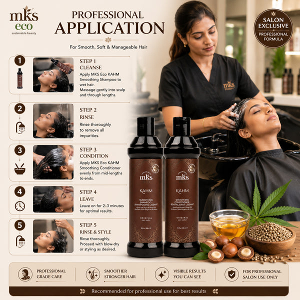 MKS eco Kahm Smoothing Shampoo & Conditioner Set (10 fl oz Each) | Moroccan Argan Oil & Hemp Seed Oil | Smooth, Repair & Hydrate Hair | Vegan & Cruelty Free