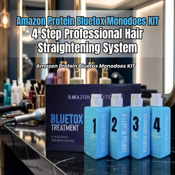 Amazon Protein Bluetox Monodoes KIT Hair Treatment Kit, 4-Step Professional Straightening System 480ml