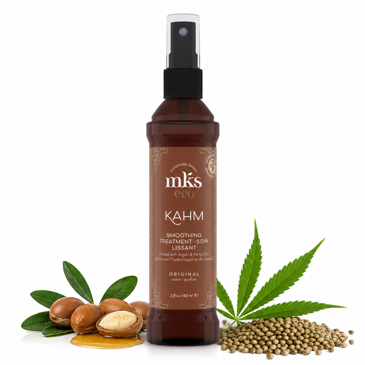 Earthly Body MKS Eco Kahm Smoothing Treatment Original Scent 2 fl oz / 60 ml hair repair hemp seed oil hair care keratin protein frizz control serum vegan cruelty-free hair care | UNDER 2499 |