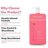 Amazon Protein Keratin Shampoo, Professional Sulphate Free, 33.81 FL OZ, Pink 1000 ml, For Professional Use