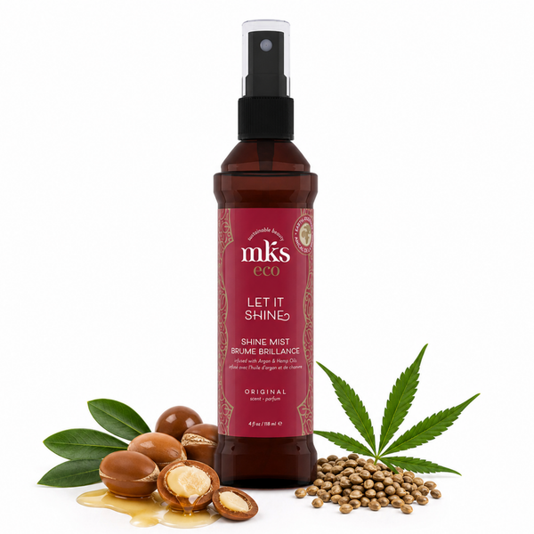 MKS eco Let It Shine Hair Mist and Hairspray, Original Scent, With Moroccan Argan Oil and Hemp Seed Oil, For All Hair Types (4 fl oz / 118 ml)