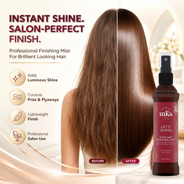 MKS eco Let It Shine Hair Mist and Hairspray, Original Scent, With Moroccan Argan Oil and Hemp Seed Oil, For All Hair Types (4 fl oz / 118 ml)