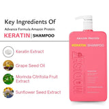 Amazon Protein Keratin Shampoo, Professional Sulphate Free, 33.81 FL OZ, Pink 1000 ml, For Professional Use