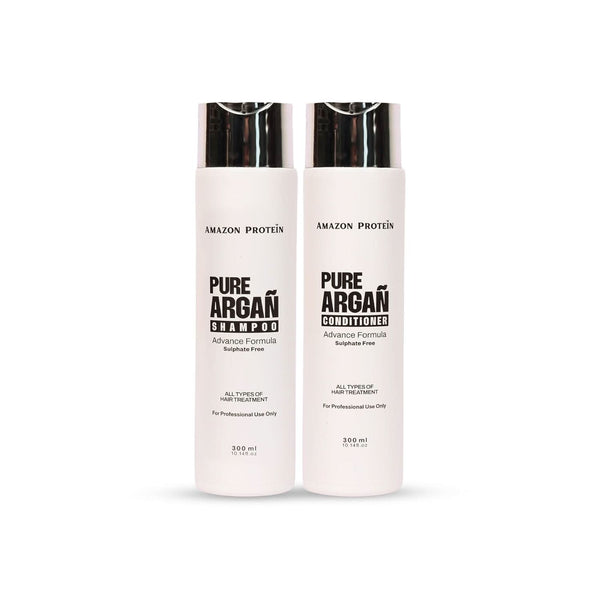 Amazon Protein Pure Argan Oil Shampoo & Conditioner Combo (300ml Each) | Sulphate Free Advanced Repair Formula | Deep Nourishing, Frizz Control & Hair Strengthening | Suitable for All Hair Types | Salon & Professional Use