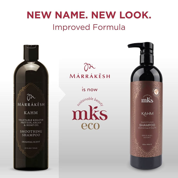 MKS eco Kahm Smoothing Shampoo 739ml Original Scent – Cleanse Moisturize Repair Hair with Moroccan Argan Oil Hemp Seed Oil Vegetable Keratin – Vegan Sulfate Free Cruelty Free