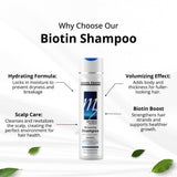 Biotin Shampoo Sulphate Free 300ml | Professional Hair Treatment | Strengthens Hair & Reduces Hair Fall | For Men & Women, All Hair Types