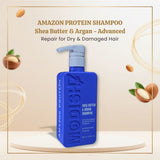 Amazon Protein Shea Butter Shampoo – Advanced Protein Hydrating & Repairing Shampoo for Dry, Damaged Hair – Strengthens, Nourishes & Restores Moisture – Unisex Formula, 350 ml