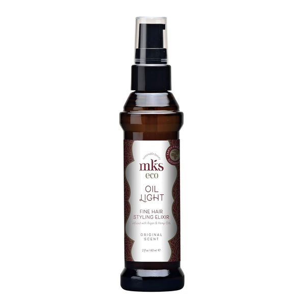 MKS eco Oil Light - Hair Styling Elixir - Moroccan Argan Oil, Hemp Seed Oil - Ideal for Fine Hair - Moisturize, Nourish Hair & Control Frizz - Vegan & Cruelty Free (2 fl oz 60 ml)