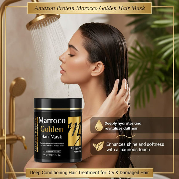Amazon Protein Moroccan Argan Oil Hair Mask 500g | Deep Conditioning Treatment for Dry & Damaged Hair | Smoothness, Hydration & Shine | Professional Hair Care