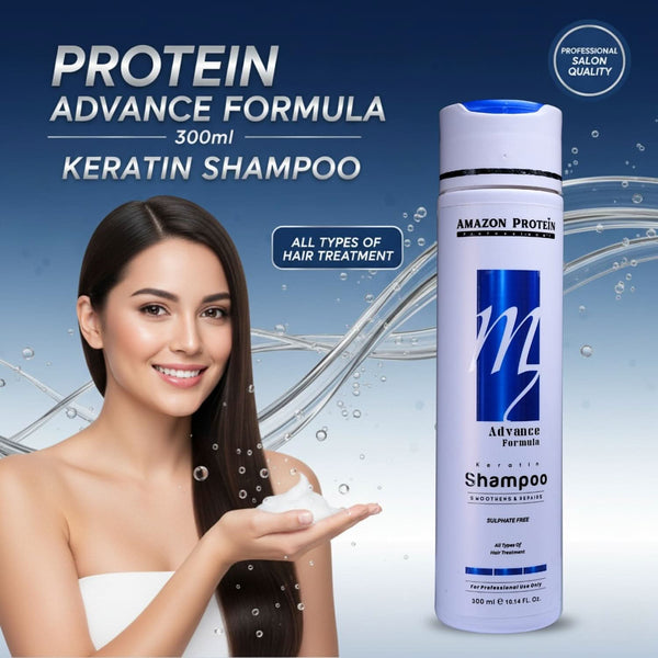 Amazon Protein Advanced Keratin Shampoo 300ml | Professional Hair Care Formula | Smooth, Strong & Manageable Hair | For All Hair Types