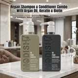 Repair Shampoo & Conditioner Combo with Argan Oil, Keratin & Biotin | Deep Damage Repair, Smooth & Frizz Control | For Dry, Damaged & Chemically Treated Hair | Sulfate Free | 350ml Each