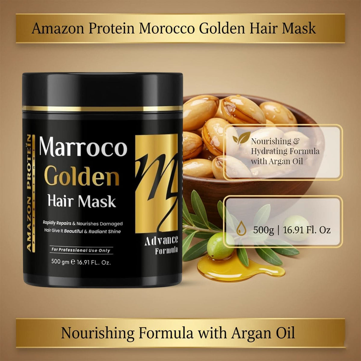 Modish7 Moroccan Argan Oil Hair Mask 500g, product angle 8