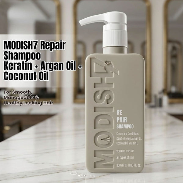 Repair Shampoo with Keratin Protein, Argan Oil & Coconut Oil | Deep Damage Repair, Smooth & Frizz Control Shampoo for Dry, Damaged Hair | Gentle Daily Use | 350 ml