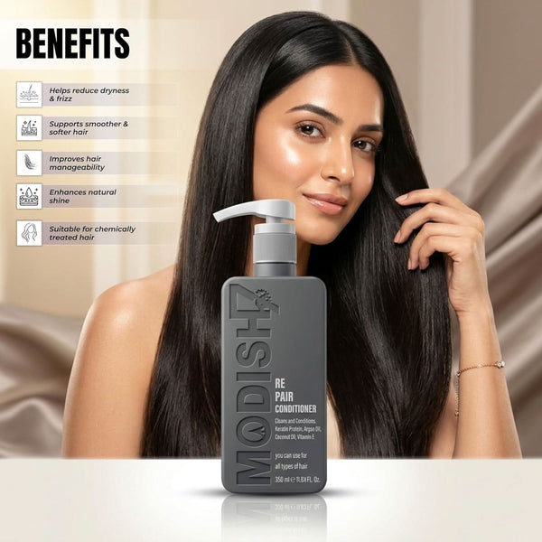 Repair Conditioner with Keratin Protein, Argan Oil, Coconut Oil & Vitamin E | Deep Nourishing & Damage Repair Conditioner for Dry, Frizzy & Damaged Hair | Smooth & Shine | 350 ml