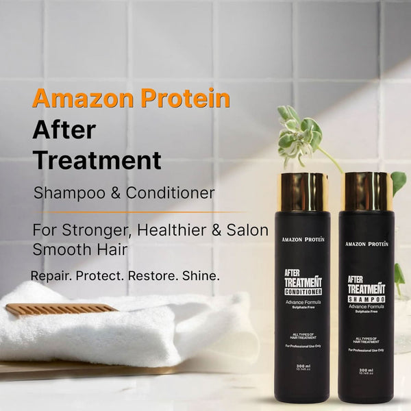 Amazon Protein After Treatment Shampoo & Conditioner Combo (300ml Each) | Sulphate-Free Advanced Repair Formula | Post-Treatment Hair Care for Smooth, Strong & Hydrated Hair | Suitable for All Hair Types | Professional Salon Use