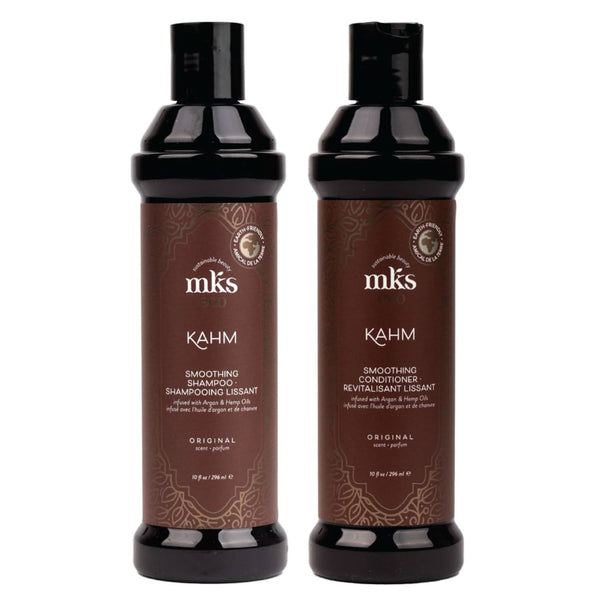 MKS eco Kahm Smoothing Shampoo & Conditioner Set (10 fl oz Each) | Moroccan Argan Oil & Hemp Seed Oil | Smooth, Repair & Hydrate Hair | Vegan & Cruelty Free