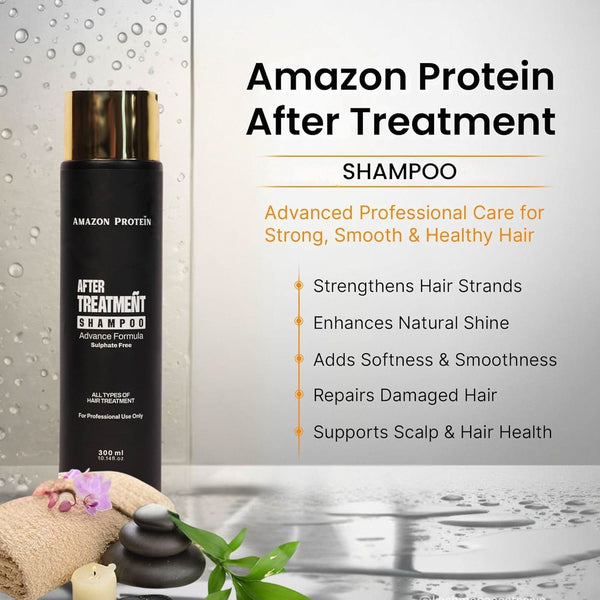 Amazon Protein After Treatment Shampoo, Sulphate Free Professional Repair Shampoo for Chemically Treated, Dry & Damaged Hair, Strengthening & Moisturizing Formula, Salon Care, 300ml