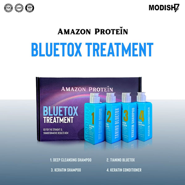 Amazon Protein Bluetox Monodoes KIT Hair Treatment Kit, 4-Step Professional Straightening System 480ml