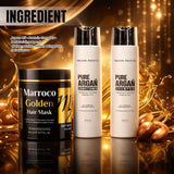 Amazon Protein Morocco Golden Hair Mask 500g + Argan Oil Shampoo & Conditioner 300ml Each | Deep Repair, Hydration & Frizz Control | Sulfate-Free Hair Care Combo